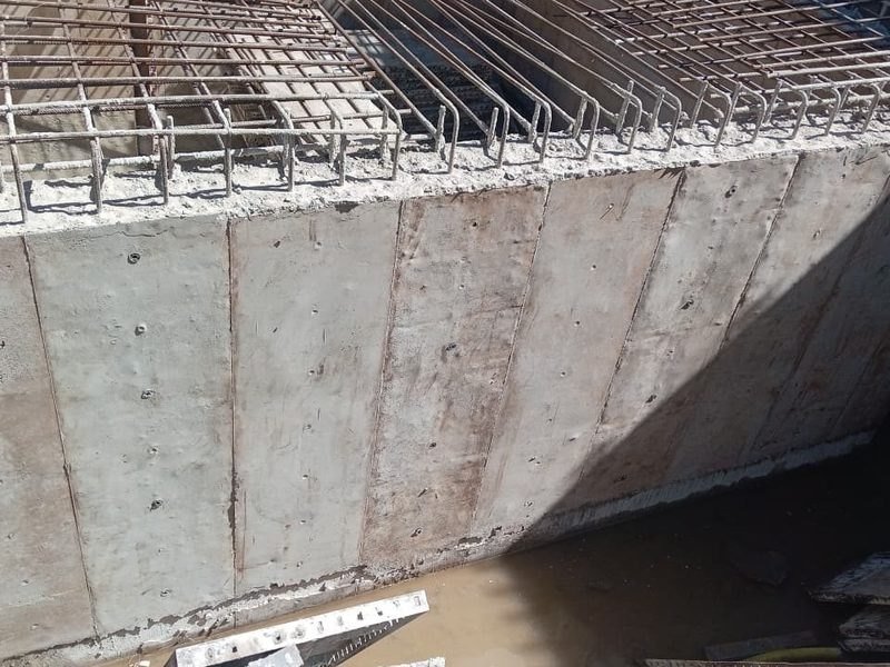 Completed reinforced concrete wall